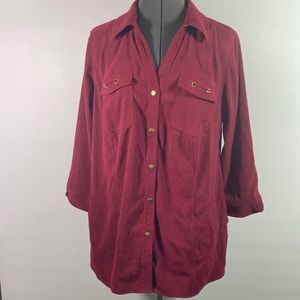 JM Collection Woman Goldtone Button Front  Wine Colored Jacket Size 0X